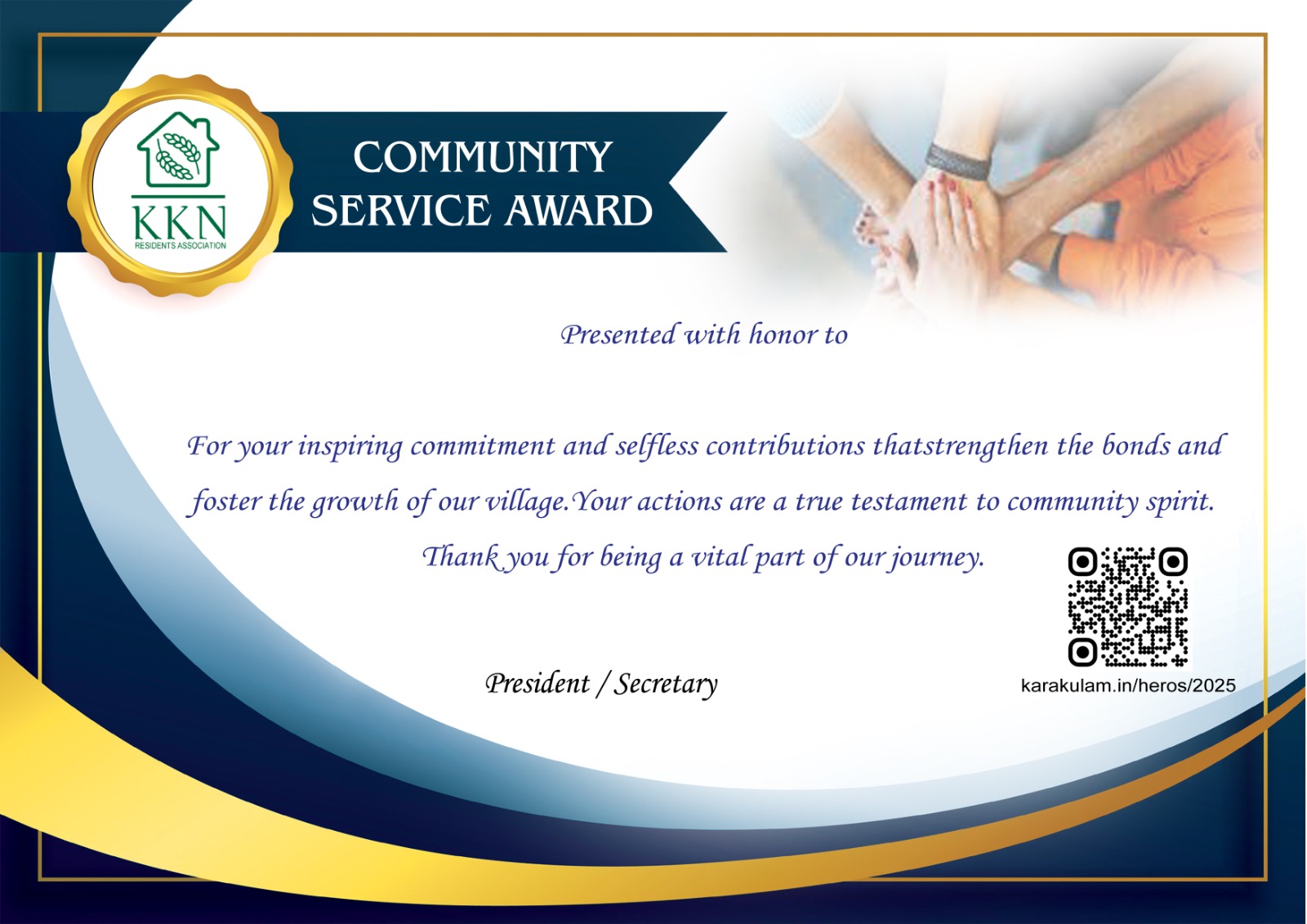 KKN Residents Association - Our Heroes of 2025